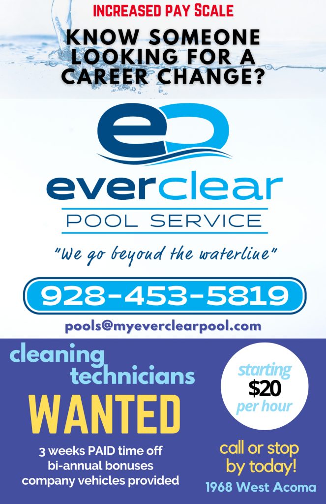 Everclear Pool Service hiring pool cleaning technicians in Lake Havasu City Arizona Help Wanted Career Opportunities