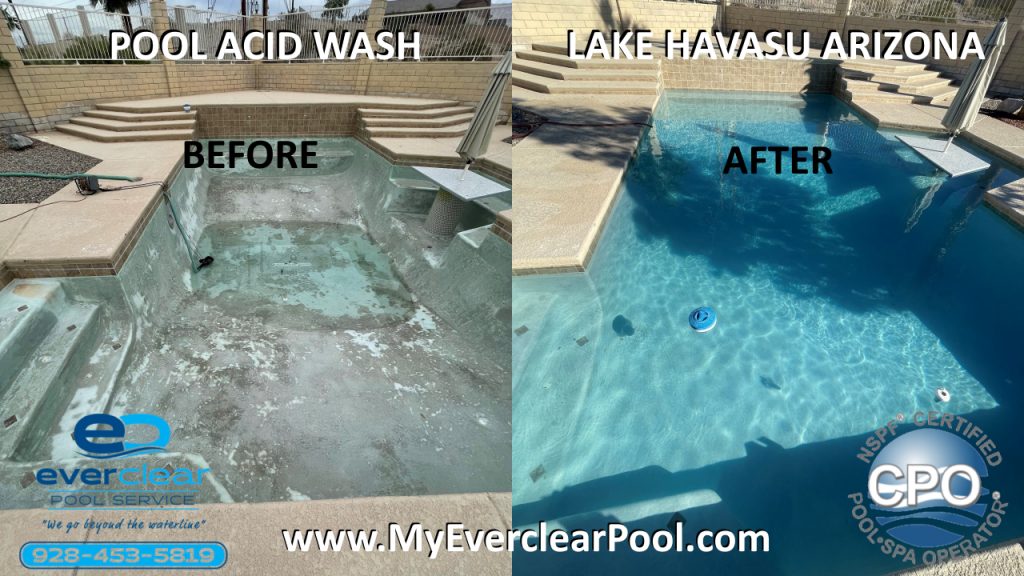 Swimming Pool Acid Wash Before and After Image Mohave Valley Arizona Pool Cleaning and Repair